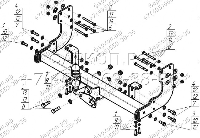Фаркоп с оцинкованным шаром Mercedes Sprinter Classic 2013- фланцевое крепление шара
