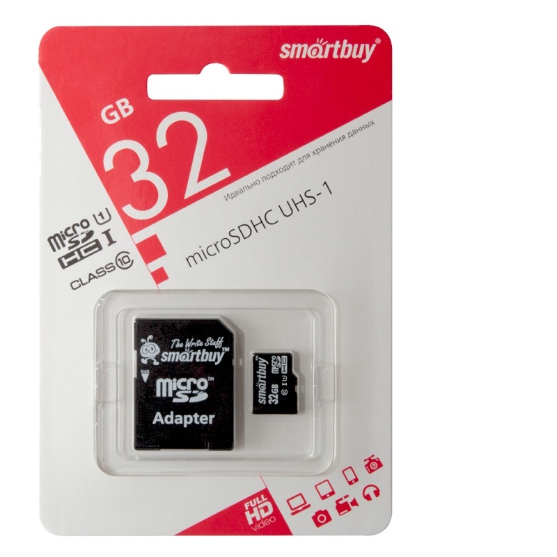 Карта памяти 32GB microSDHC Class10 UHS-I (SMARTBUY)