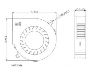 Вентилятор радиальный (центробежный) 75х75х15мм 12В