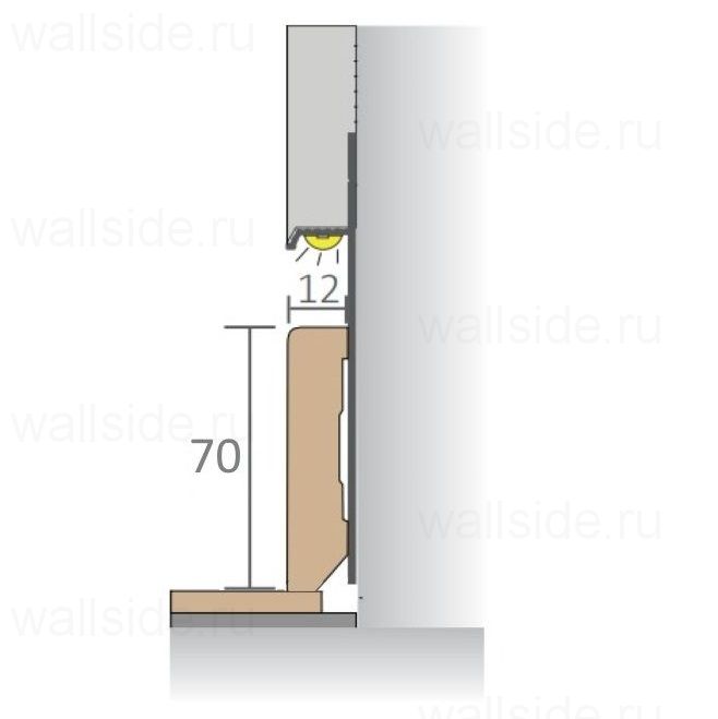 Плинтус скрытого монтажа без нижней полки