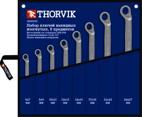 ORWS008 Набор ключей накидных 75° в сумке 6-27 мм Thorvik, 8 предметов