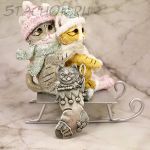 Брошь "Чудный новогодний подарочек с котейкой" (США)