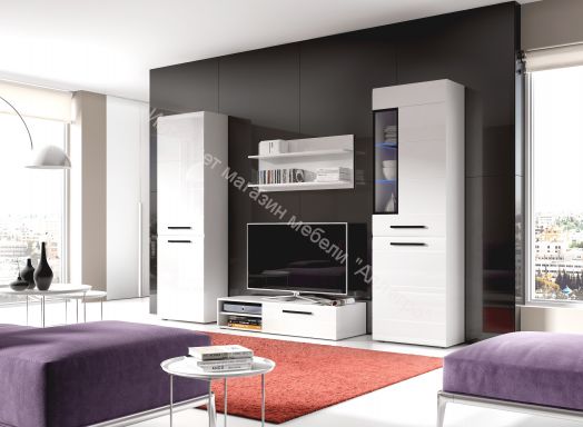 Тумба «Кёльн» 1220 (низкая) Белый Аляска/ Белый глянец, Дуб Сонома