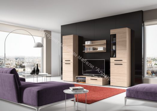 Тумба «Кёльн» 1220 (низкая) Белый Аляска/ Белый глянец, Дуб Сонома