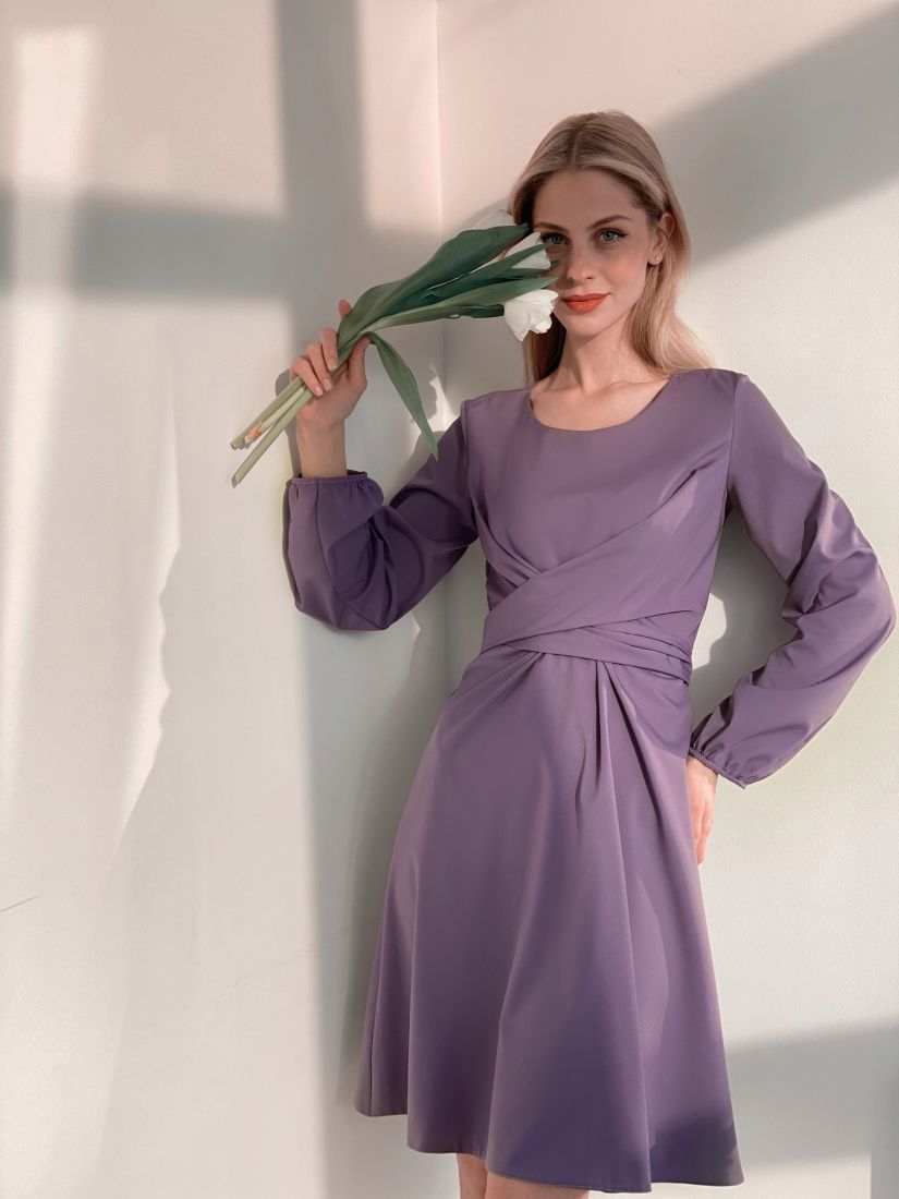 3767 Платье с перекрутами в цвете smoky lilac