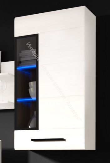 Шкаф-витрина "Кёльн" Белый Аляска/ Белый глянец, Дуб Сонома