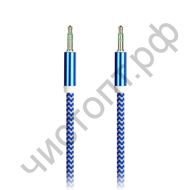 Кабель(3.5) папа-папа 3.5 stereo plug на 3.5 stereo plug Smartbuy, 1 м, синий, нейлоновая оплетка, (A-35-35 blue)