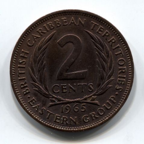 2 цента 1965 Восточно-Карибские государства AUNC