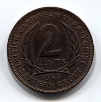 2 цента 1965 Восточно-Карибские государства AUNC