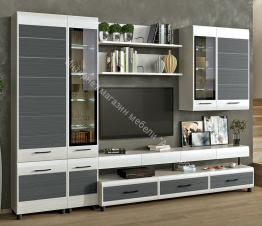 Гостиная КАМЕЛИЯ 1 Снежный Ясень серый