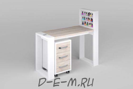 Маникюрный стол Matrix с подставкой для лаков и тумбой