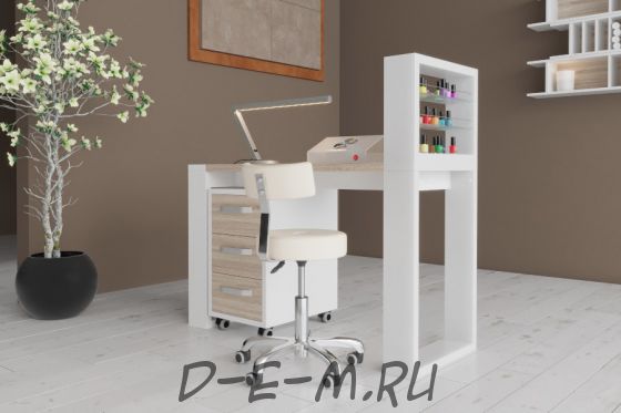 Маникюрный стол Matrix с подставкой для лаков и тумбой