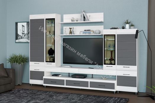 Гостиная КАМЕЛИЯ 3 Снежный Ясень серый