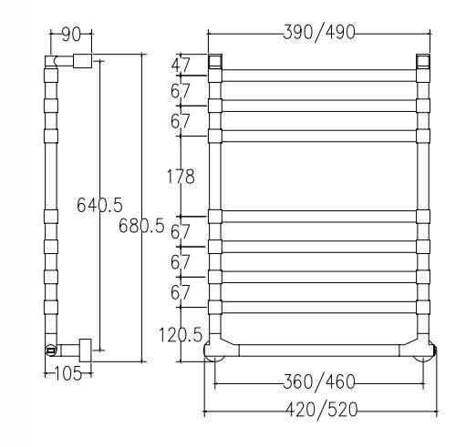 Полотенцесушитель электрический Margaroli Sole 514/8 TQ схема 1