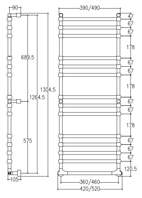 Полотенцесушитель электрический Margaroli Sole 514/14 TS схема 1