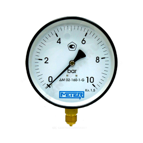 Манометр ДМ02-160 радиальный Дк160мм 0-1,6 кгс/см2 М20х1,5 Метер