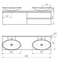 Тумба с раковиной Valente Tagliare 7 (Таглиаре) 180х50 схема 2