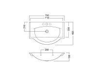 Раковина подвесная/мебельная накладная Hatria Sophie Y0FG01 75х49,5 схема 1