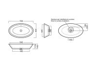 Овальная накладная раковина Hatria Happy Hour Y0M901 70х40 на столешницу схема 1