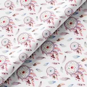 Хлопок Перкаль - Ловцы снов на белом 50х37 limit
