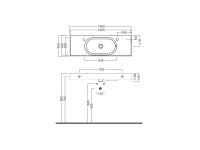 Раковина Hatria Area Y0Q901 накладная или подвесная 106х35 схема 1