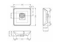 Квадратная раковина Hatria Happy Hour Y0QR01 накладная 39,8х39,8 схема 1