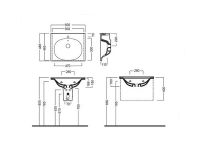 Раковина Hatria Le Fiabe Y1BR01 подвесная или мебельная накладная 60х48,5 схема 1