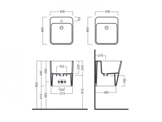 Подвесная раковина Hatria G-Full 48 48х40 схема 1