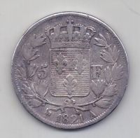 5 франков 1821 Франция Людовик XVIII