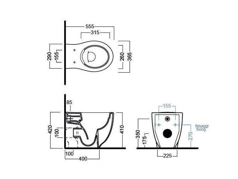 Унитаз безободковый Hatria Le Fiabe Y1E701 55,5х36,5 схема 1