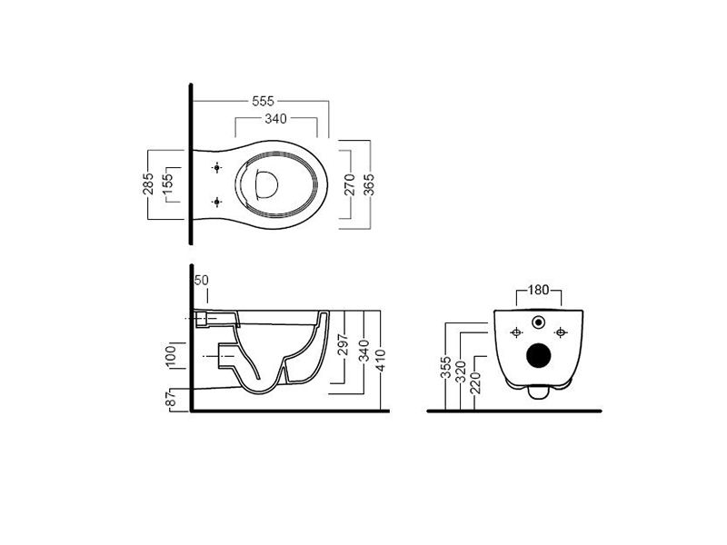 Безободковый унитаз Hatria Le Fiabe Y1CD01 55,5х36,5 схема 1