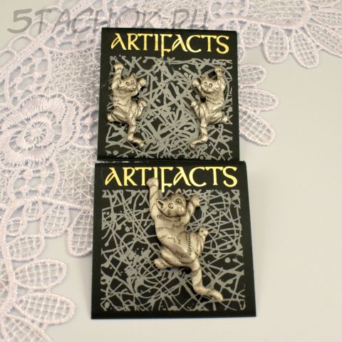 Брошь и Серьги-гвоздики "Крадущаяся кошка" (JJ США)