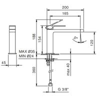 Смеситель на раковину с удлиненным изливом Fantini Mint F003WF 18.8х4.5 схема 4