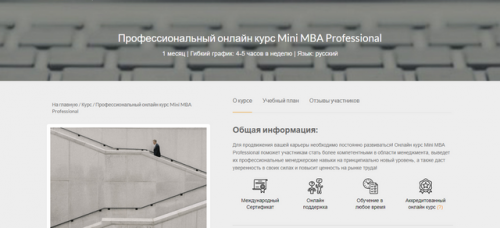 [M&MU Business School (UK)] Профессиональный онлайн курс Mini MBA Professional (2020)