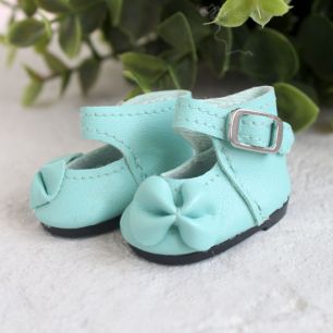 Обувь для кукол - Сандалии высокие с бантиком мятные, 4 см.