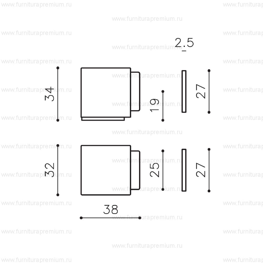 Ограничитель открывания для двери Olivari Cubo S B136S black