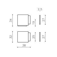 Olivari Cubo S B136S black ограничитель открывания для двери. схема