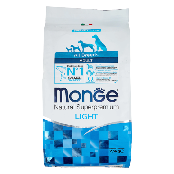 Сухой корм для собак Monge Speciality line Light лосось с рисом 2.5 кг