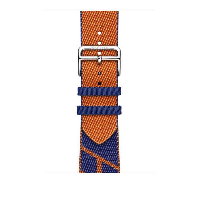 Ремешок Apple Watch Hermès Bleu Saphir/Orange Jumping Single Tour из нейлона (для корпуса 44/45 мм)