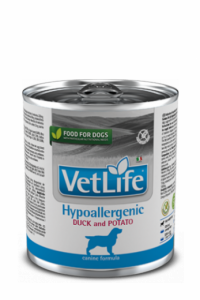 Vet Life Dog влажный корм Hypoallergenic Duck & Potato (Гипоаллердженик утка+картофель) банка 300г.