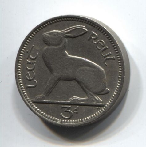 3 пенса 1946 Ирландия XF редкий год
