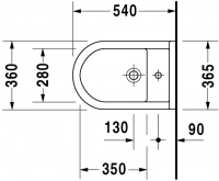 Биде Duravit подвесное Starck 3 223015 схема 1