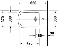 Биде Duravit подвесное DuraStyle 228615 схема 1