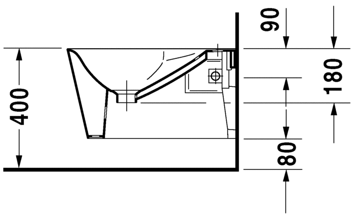 Биде Duravit подвесное Starck 1 027415 схема 2