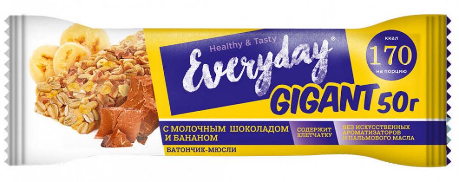 EVERYDAY ГИГАНТ БАТОНЧИК-МЮСЛИ ШОКОЛАД-БАНАН 50 Г