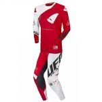 UFO Slim Frequency Neon Red/White джерси и штаны для мотокросса, красно-белые