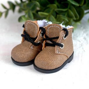 Обувь для кукол 5 см - ботиночки на молнии бежевые