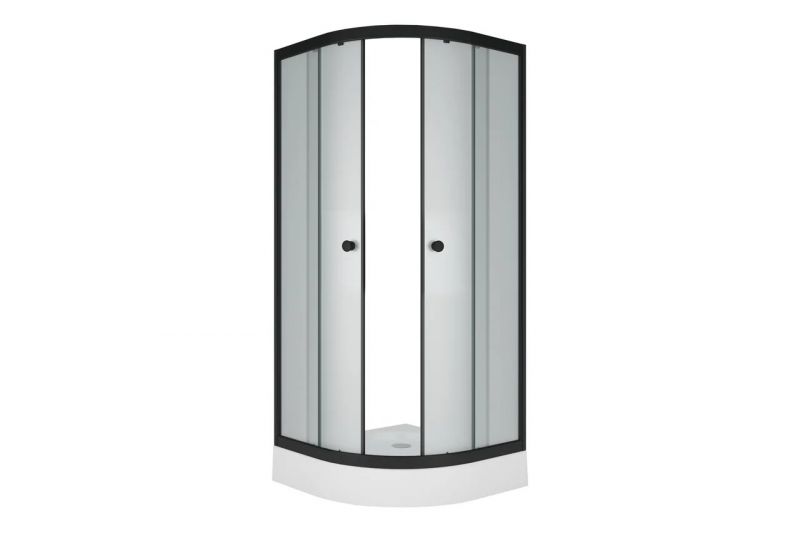 Душевой уголок Метакам Classic BLACK 90х90х175 матовый, низкий поддон, черный профиль