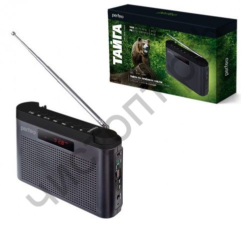 Р/п Perfeo ТАЙГА FM+ 66-108МГц/ MP3/ встроенный аккум,USB/ серый (I70GR)