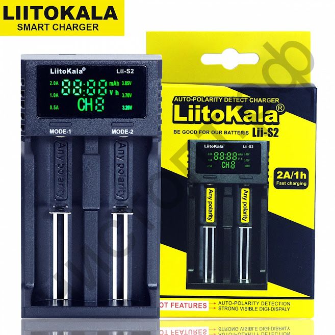 Заряд. уст-во LiitoKala Lii-S2  2 аккум.18650 и подобных + R03 и R6 выбор тока заряда дисплей